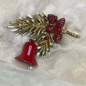 Vintage Beautiful ART pine branch and bell pin